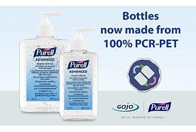 Următorul pas spre sustenabilitate: ambalaje 100% PCR-PET pentru mai multe produse PURELL®.  