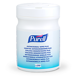 Șerveţele PURELL® Antimicrobial Wipes Plus, 270 bucăți pe canistră